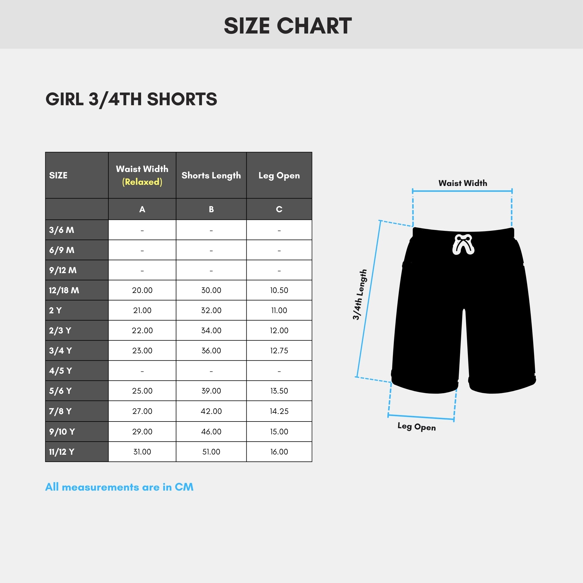 # 13B/Lot4 - Girl 3/4th Shorts