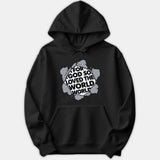 A black Christian hoodie featuring a torn-hole graphic design on the chest displaying the words For God So Loved The World in bold text.