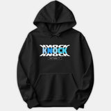 A black hoodie featuring a Christian graphic displaying the word KNOCK stacked three times in white and light blue text above the Bible reference Matthew 7:7.