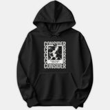 A black hoodie featuring a polaroid-style graphic of birds flying through treetops, surrounded by gray lettering with the text 'Consider the birds. (Matthew 6:26)'.