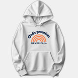 God's Promises Never Fail - White Christian Hoodie (Heavy Loopknit, 400 gsm)